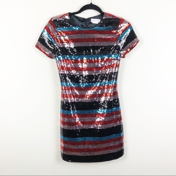 Lovers & Friends Sequin Striped Mini Dress Size XS - Picture 2 of 7